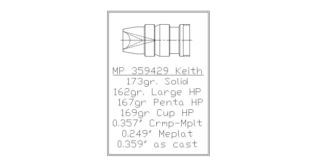 358-429 Keith (360), HP Plain base 4 cav. mold No lube groove